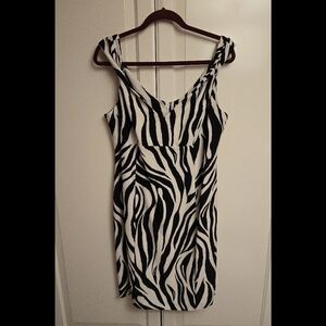 Calvin Klein Black and White Patterned Dress